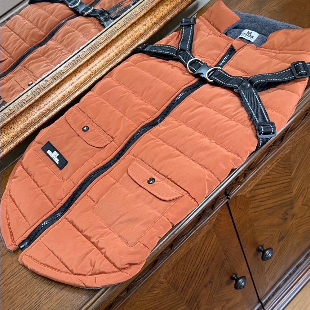 Quilted Dog Whishperer Dog Jacket. Size XL. Rust color.